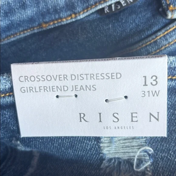 Risen Crossover Distressed Girlfriend Jeans - Picture 13 of 13